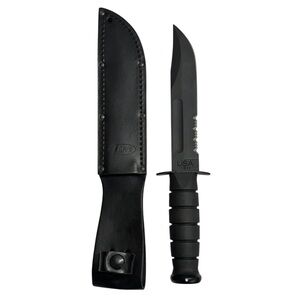 New-KA-BAR 1211 Black Fixed Blade Knife USA Olean NY w/Original Leather Sheath